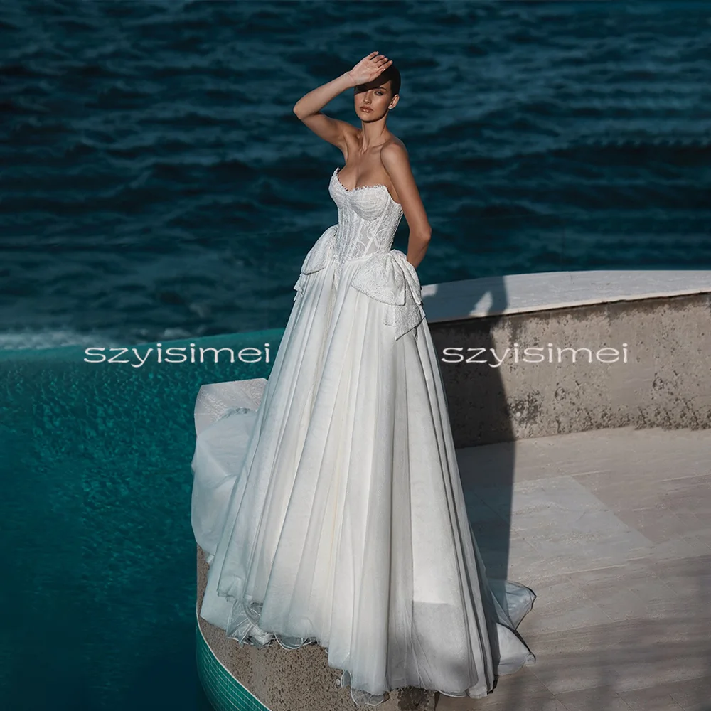 Charming Off-The-Shoulder Lace Applique Wedding Dress A-Line Custom Made Zipper Design 2026 Rode De Morrie