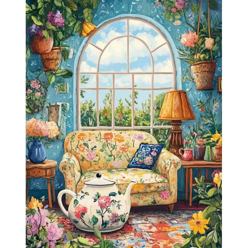 

RUOPOTY Modern Painting By Number Night Cottage Handpainted Diy Drawing By Number Landscape Art Living Room Decor Gift