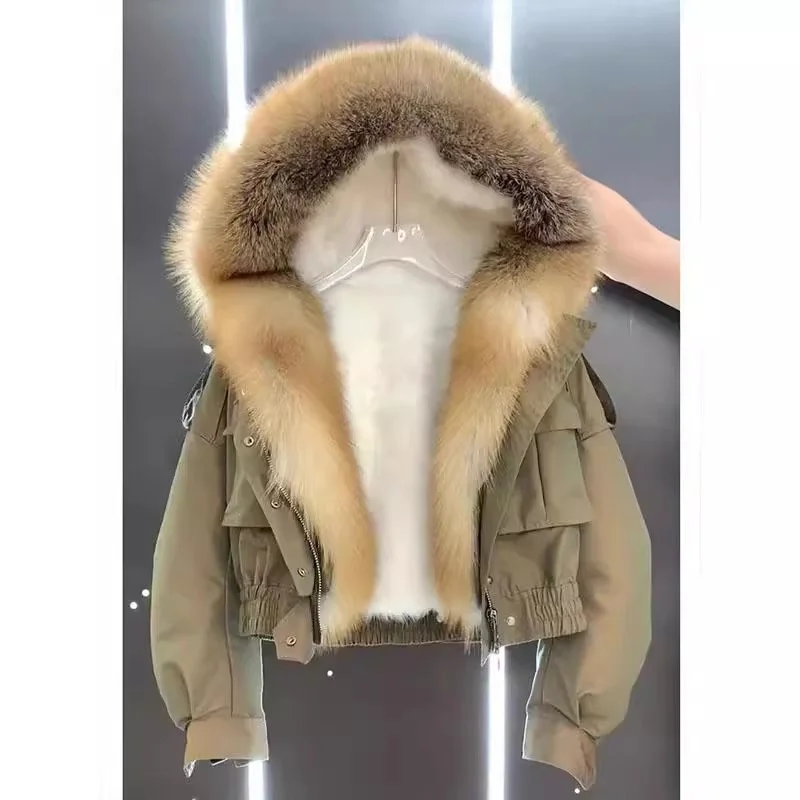 

Корейская свободная хлопковая куртка с меховым воротником, утепленная, осенне-зимняя, новинка, женская модная верхняя одежда, пальто