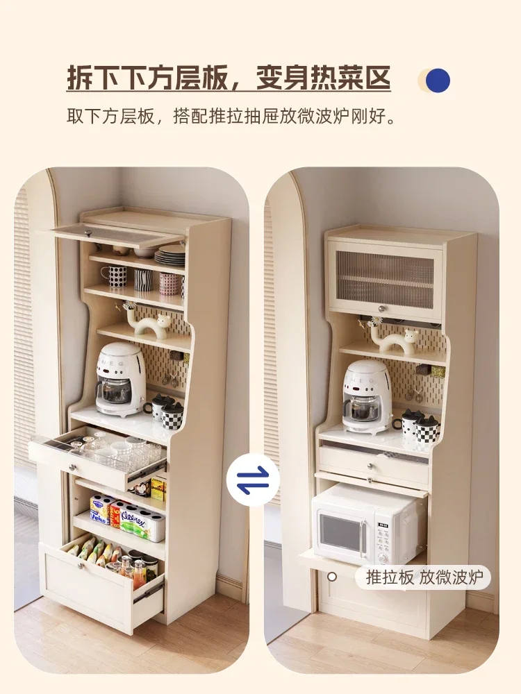 

Small apartment dining side cabinet integrated against the wall coffee tea direct drinking machine kitchen storage