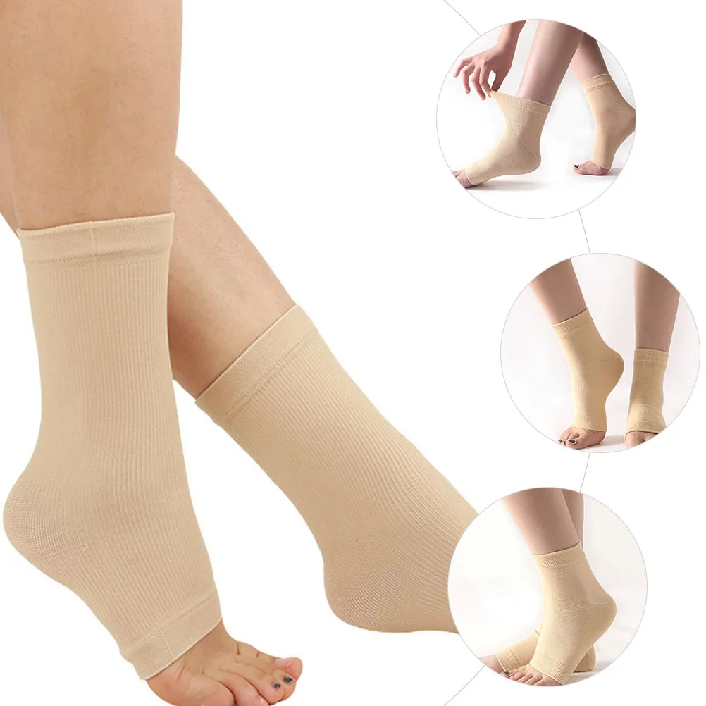 

2Pairs Comfortable Ankle Support Socks Moisture-Wicking Compression Foot Sleeve Ergonomic Fit for Sports Running Plantar
