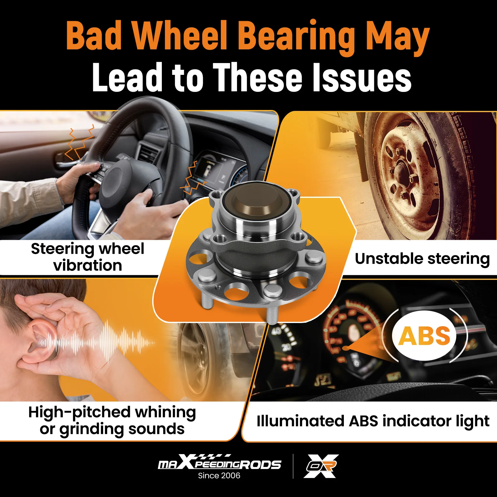 طقم محور عجلات 5 مسامير زوج خلفي لـ Acura TLX Honda Accord 13-20 512544 w/ABS