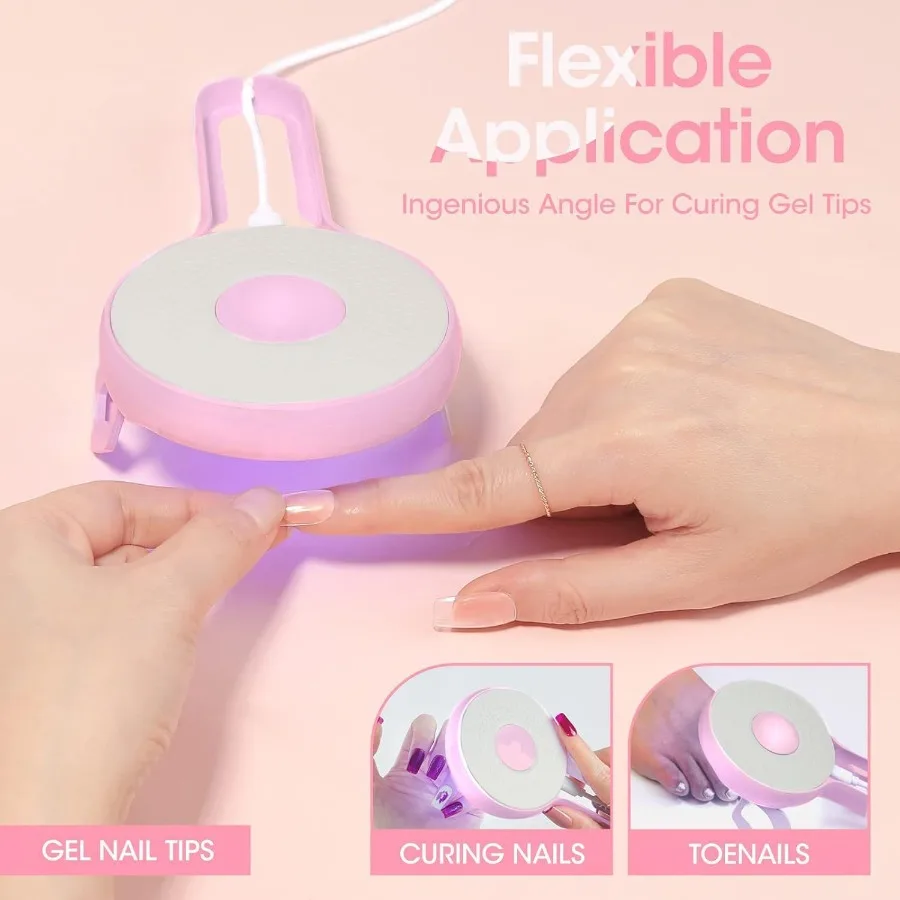 12개 LED가 있는 휴대용 UV 네일 램프, 젤 네일 및 젤 폴리쉬 빠른 경화용, 가정용 휴대용 네일 드라이어, 빠른 건조