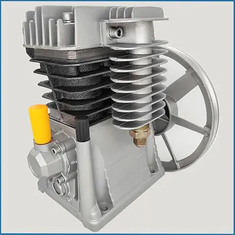 1.5KW 2.2KW Air Compressor Head Pump  Piston Type Double Cylinder Pump Head 1400rpm 1 Stage 11 Bar Head Construction