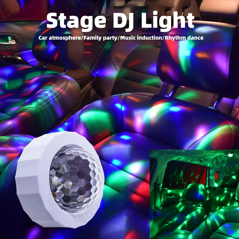 

RGB stage party crystal Disco ball USB charging car atmosphere light LED bar KTV music light wedding Christmas effect light