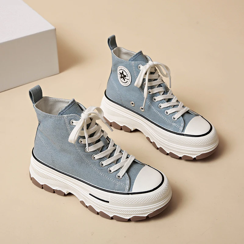 

Hot Selling High Top Fashiona Womens Casual Shoes Versatile Daily Commuting Board Shoes Anti Slip Wear-resistant Walking Shoes
