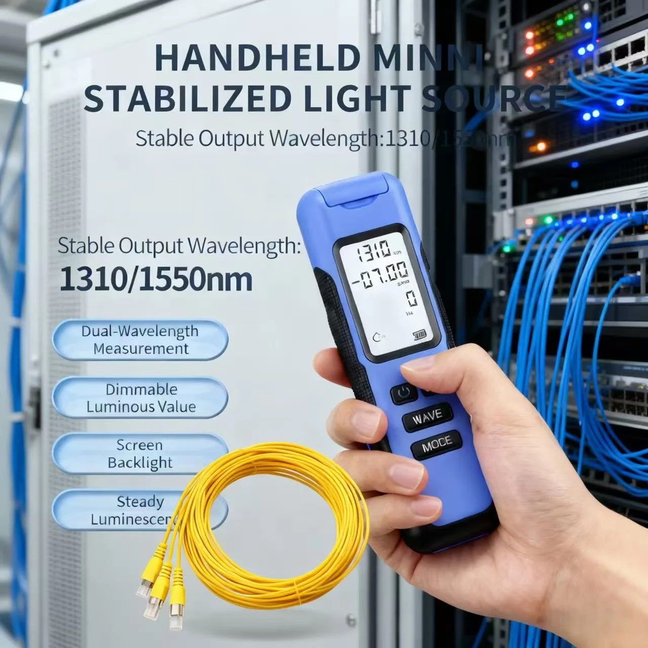 Source de lumière stabilisée portative W2S, Source d'émission de puissance optique 1310/1550nm, valeur d'émission réglable (-4 ~ 10dBm réglable)