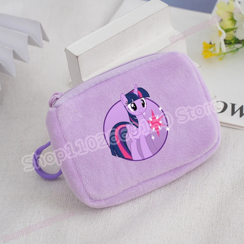 My Little Ponys Kids Anime Plush Coin Purse Girls Boys Cute Mini Wallet Children Cartoon Printed Moneybag Kawaii Pendant Gifts