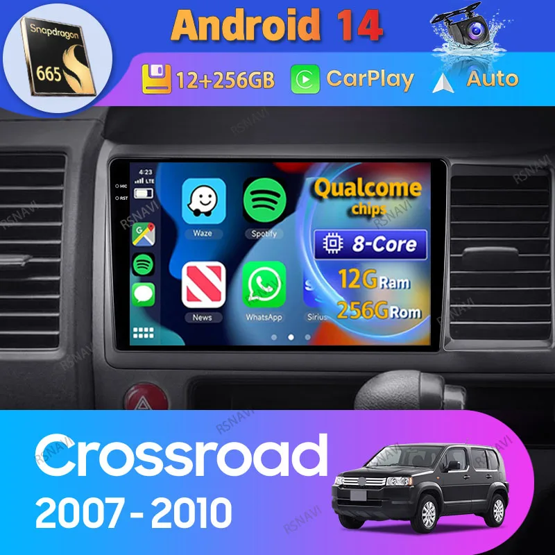 

Автомагнитола на Android 14 для Honda Crossroad 2007-2010, автомагнитола с правой рукой для Carplay, GPS-навигация, 2 Din, видеоплеер, стерео, DVD