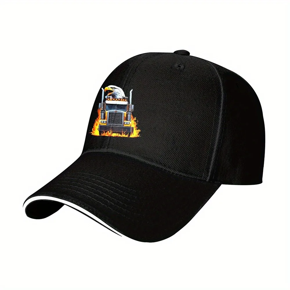Eagle Trucker Flames Baseball Cap Polyester Adult Outdoor Sports Running Snapback Hat