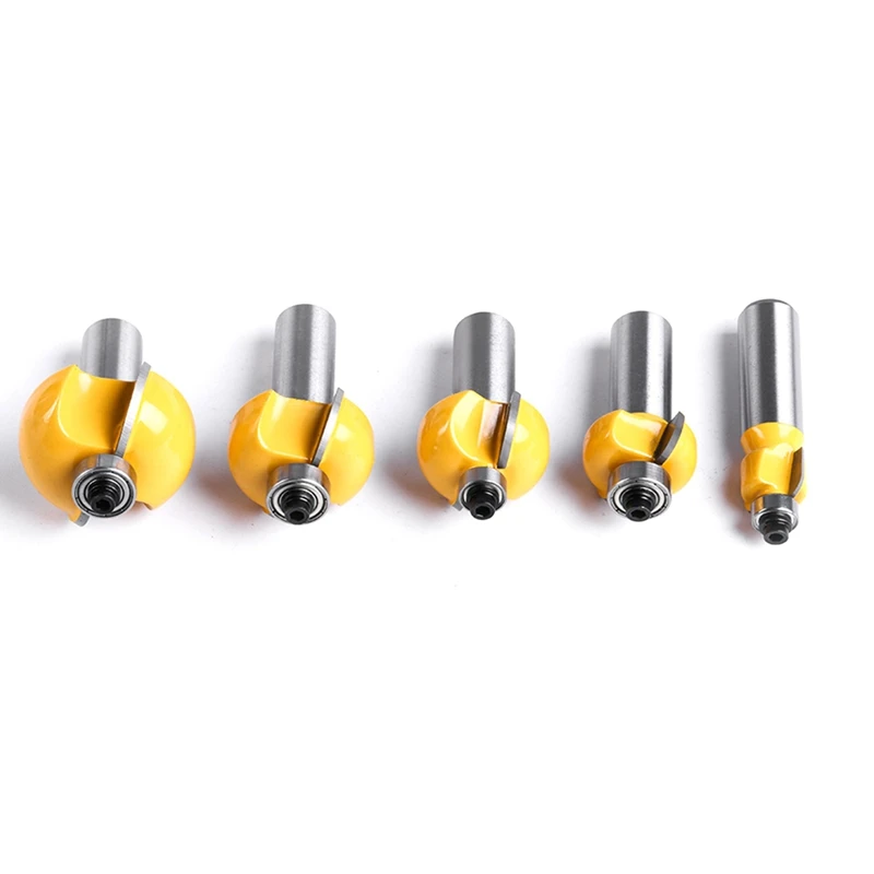 5Pcs High Quality Cove Bit With Bearing 12.7Mm 1/2 Inch Shank Dovetail Router Bit Cutter Wood Working Tool