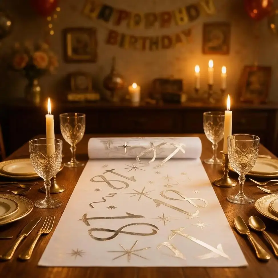 6PCS 3M Glitter Silver Number Table Runner 20 30 40 60 Years Old  Anniversary Birthday Party Table Decor
