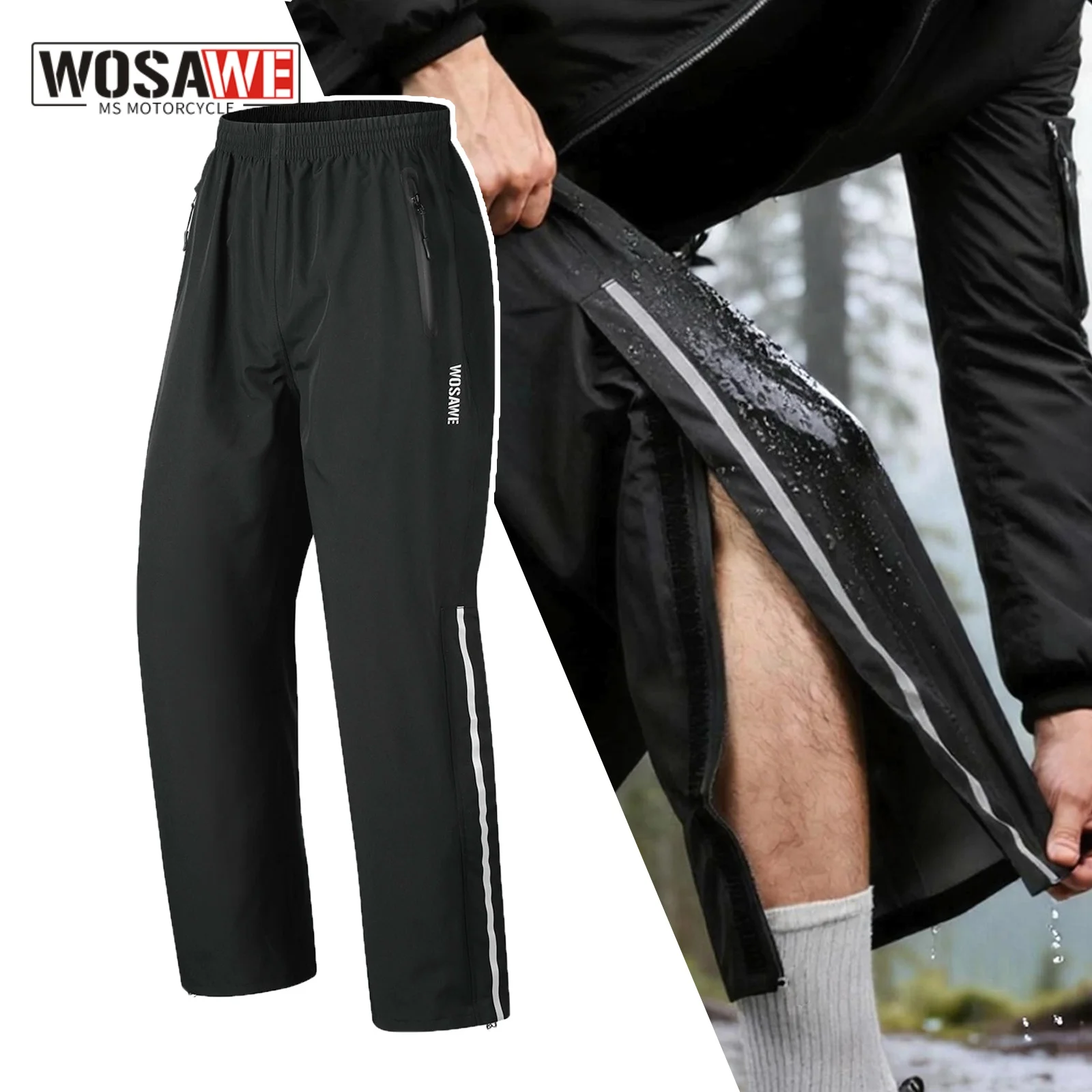 WOSAWE Rain Pants Windproof Men Women Outdoor Camping Hiking Mountaineering Travel Waterproof Breathable Fishing Trousers
