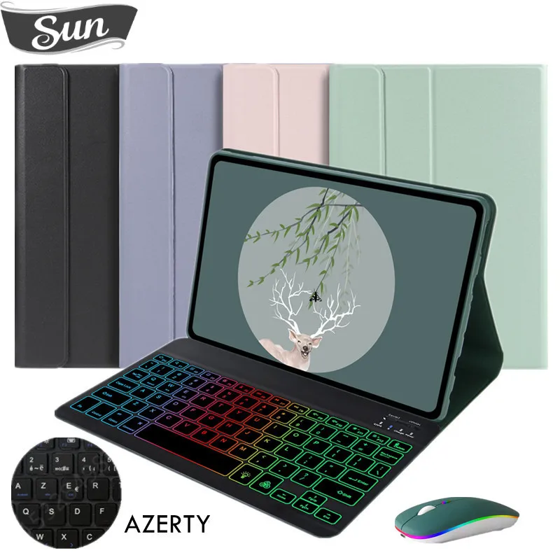 

Rainbow Keyboard For Lenovo Tab M10 Plus 3rd Gen Case tb125fu tb128fu Clavier AZERTY French For Xiaoxin Pad 2022 Cover 10.6 inch