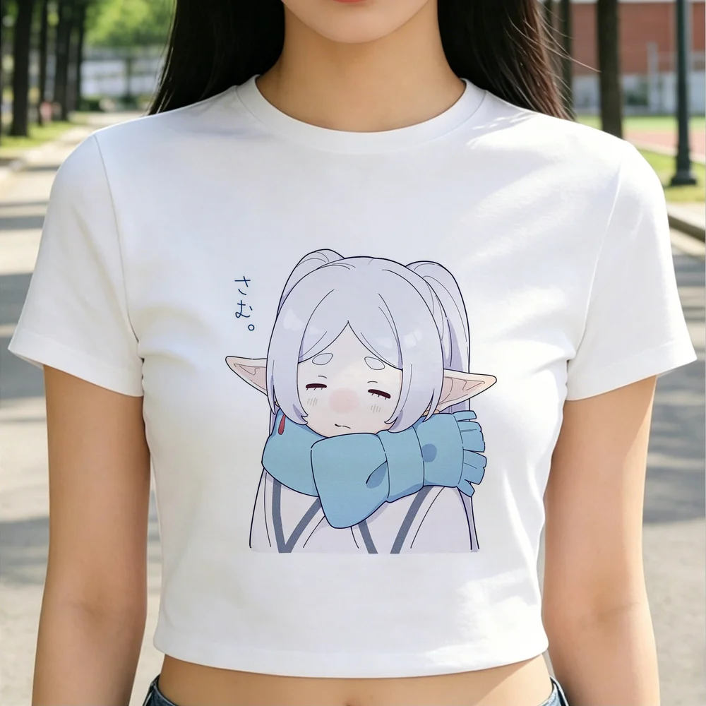 Frieren crop top women manga grunge cutecore anime 2000s t shirt cutecore japanese japan funny 2000s