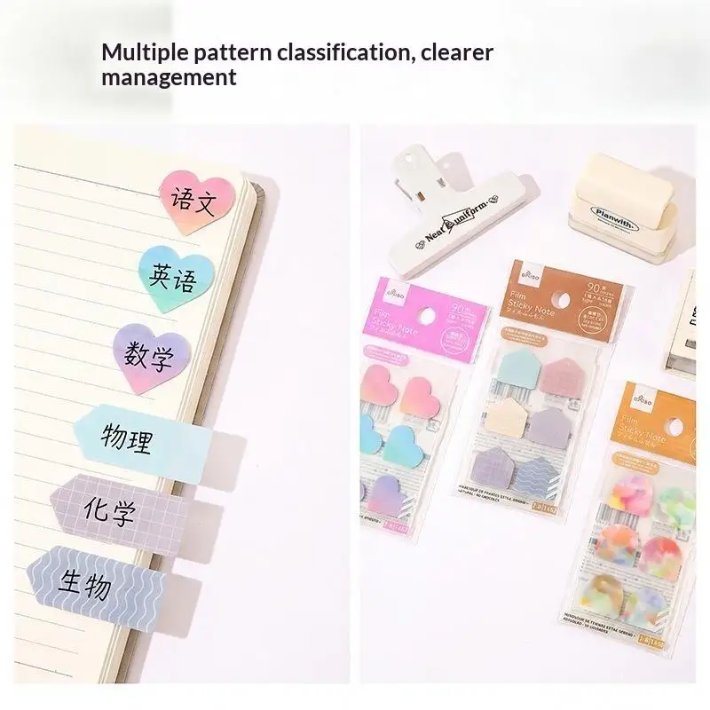 90Sheets Stationery Bookmark Planner Stickers Self Adhesive Loose-leaf Memo Pad Page Markers Paper Flags Tabs Stickers