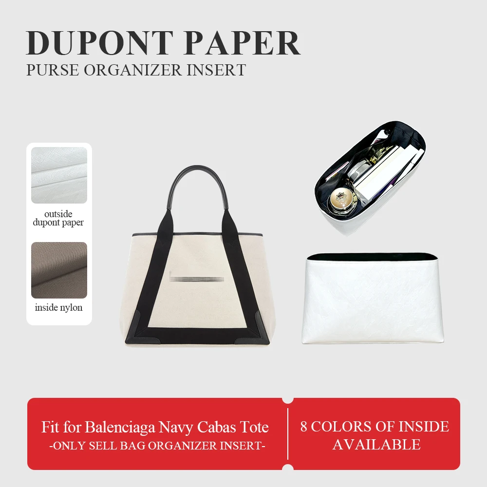 

Dupont Paper Purse Organizer Insert Fit for Balenciaga Navy Cabas Tote Makeup Inside Purse Storage Bag Inner Liner Bag In Bag