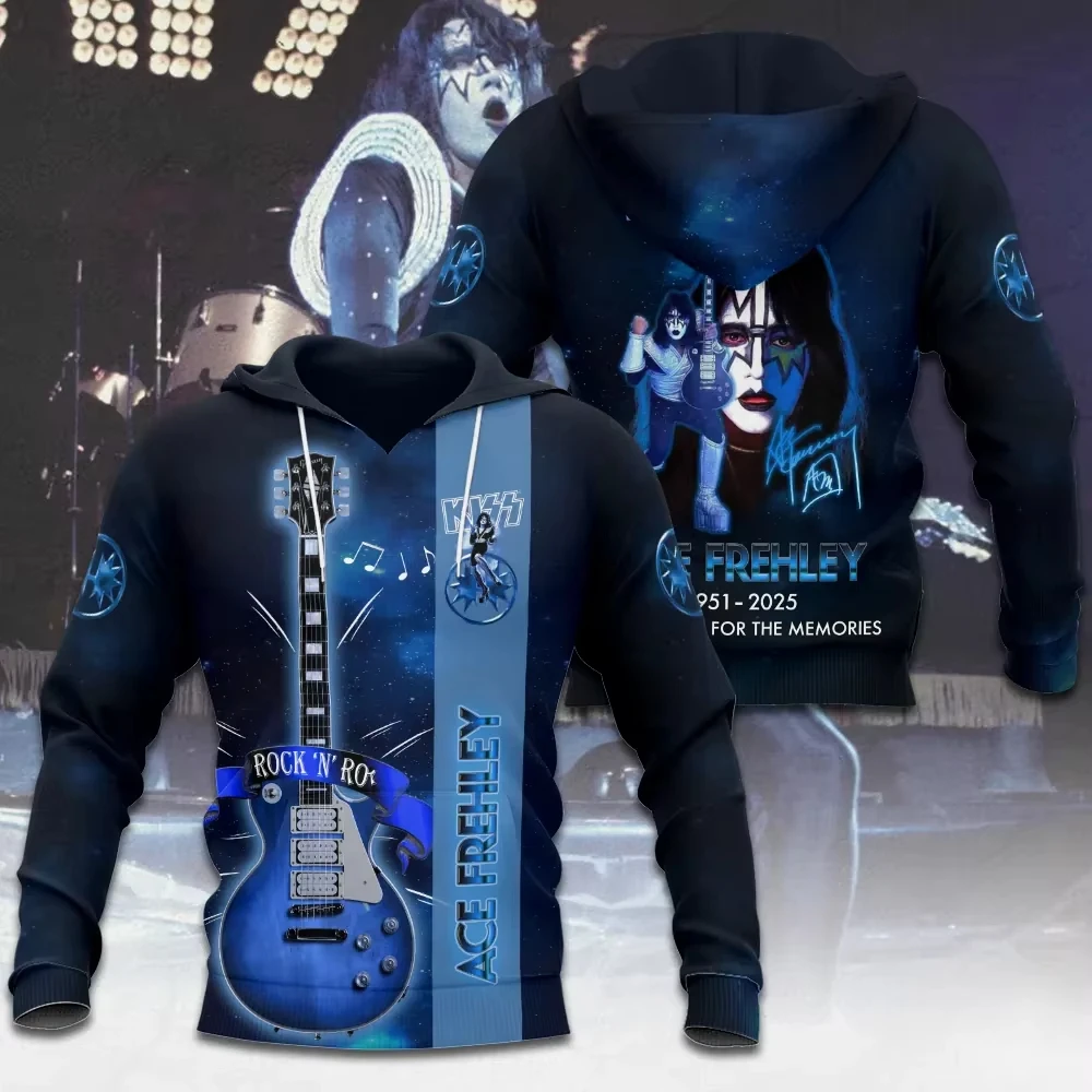 

Новая креативная толстовка с 3D-принтом группы Kiss Ace Frehley, модная толстовка в стиле хип-хоп и рок для мужчин и женщин, спортивный костюм, мужская одежда