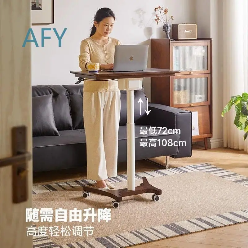 Solid Wood Desk for Home Office Study Room Living Room Computer Workstation with Wheels Foldable Adjustable Height Lifting