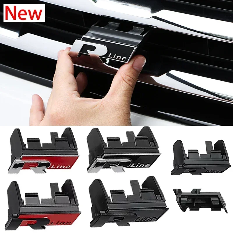 Car Front Grille Emblem Trunk Badge Sticker Fit For VW Rline Logo Compatible With Tiguan L Bora Passat Touran CC Golf T-ROC Auto
