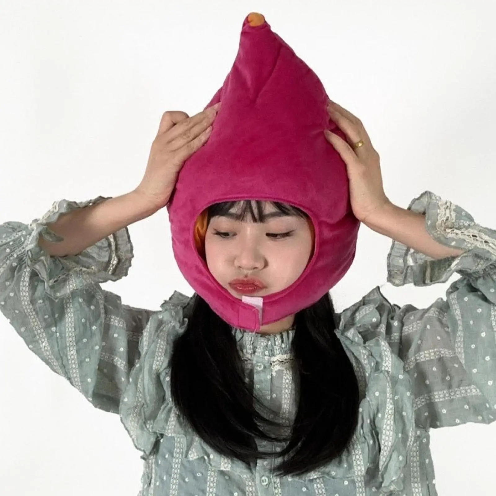

Plush Headgear Sweet Potato Hat Dress up Accessory Festival Hood Cute Head Cover