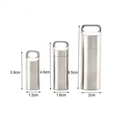 Mini Stainless Steel Sealed Capsule Waterproof Pill Box Camping Firstaid Pendant