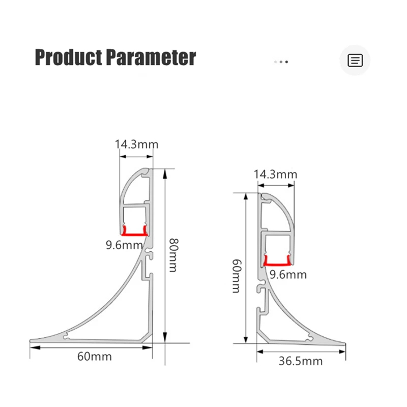 0.5m/1m Top Corner Line Lamp Free Ceiling LED Aluminum Profile Surface Mounted Wall Washer Gypsum Channel Linear Bar Strip Light