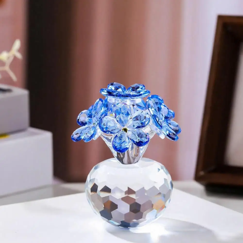 Crystal Hydrangea Ornament Blue Crystal Flower Decor Symbolism Gift for Home Decor Special Occasions Crystal Vase Gift Decor