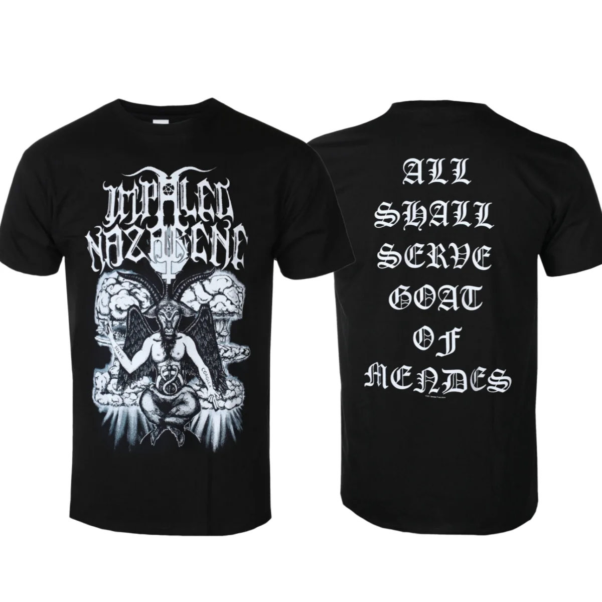 Camiseta de algodão estampada IMPALED NAZARENE GOAT OF MENDES, unissex, estilo esportivo casual de rua, camiseta clássica da banda