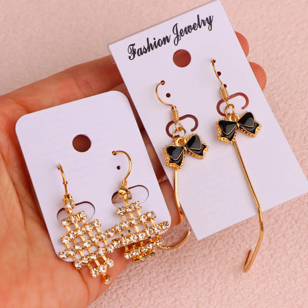 30pairs/Lot Cute Fashion Rhinestone Mixed Dangle Drop Earrings For Women Elegant Best Girlfriend Gift Party Jewelry Accessories