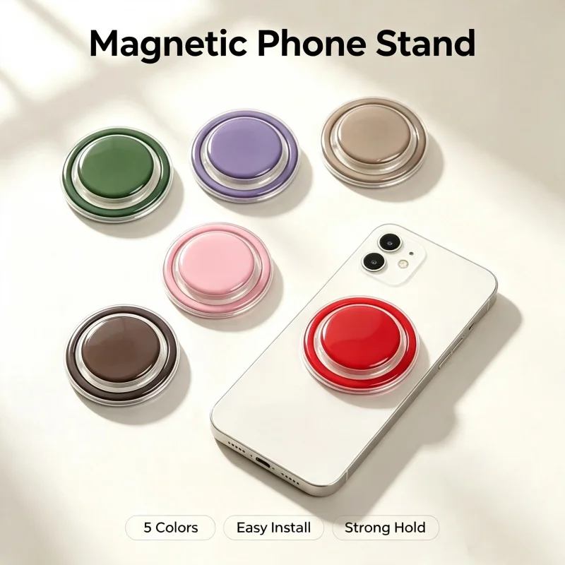 Magnetic Folding Phone Grip Holder Socket Pocket Support for iPhone Samsung Xiaomi Safe Ring Finger Expanding Shockproof Stand