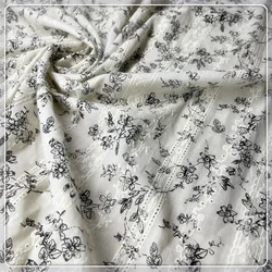 Pastoral black floral black printed twill cotton embroidery  lace for baby dress quilt cover fabric suitable for spring summer