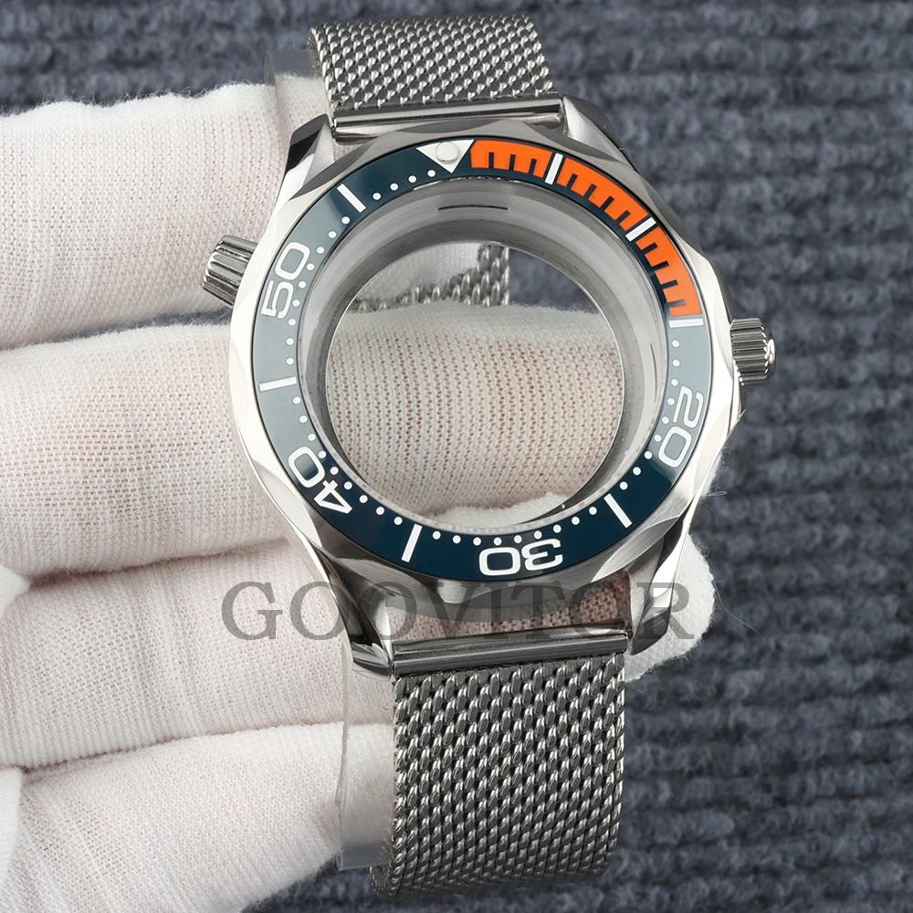 41mm NH35 Uhrengehäuse mit Mesh-Armband, wasserdicht, für NH35 NH36 Uhrwerk, 31mm Zifferblatt, Edelstahl Seamaster 300 Uhrengehäuse – Detail 22