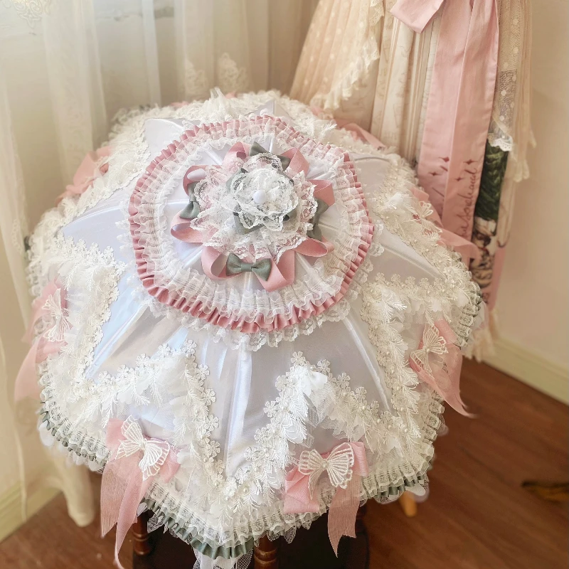 

Girl heart princess pink green white lace umbrella wedding photography dance craft photo props umbrella