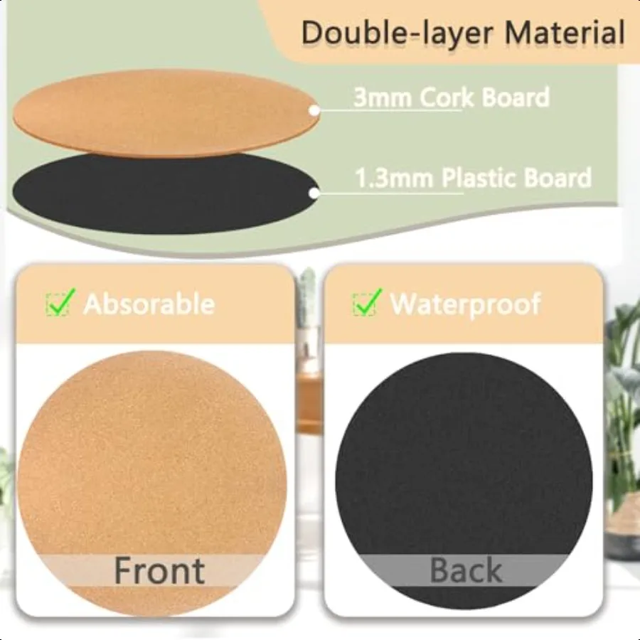 14 Inch Large Cork Plant Coasters 2 Pieces Cork Plant Mats Cork Coaster for Planters Large Plant Coasters for House Plants Indo