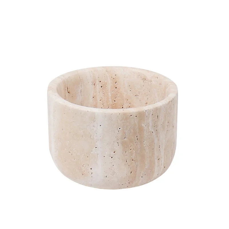 

Hotel living room coffee table desktop decoration light luxury yellow travertine vase ornament