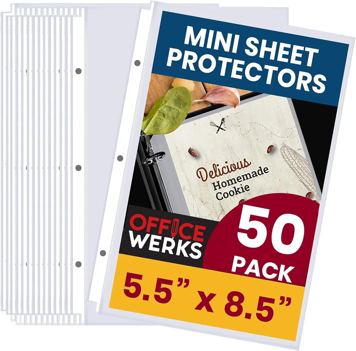 

50 Pack Clear Mini Sheet Protectors 5.5x8.5, Top Loading, Acid-Free, 3-Ring Binder