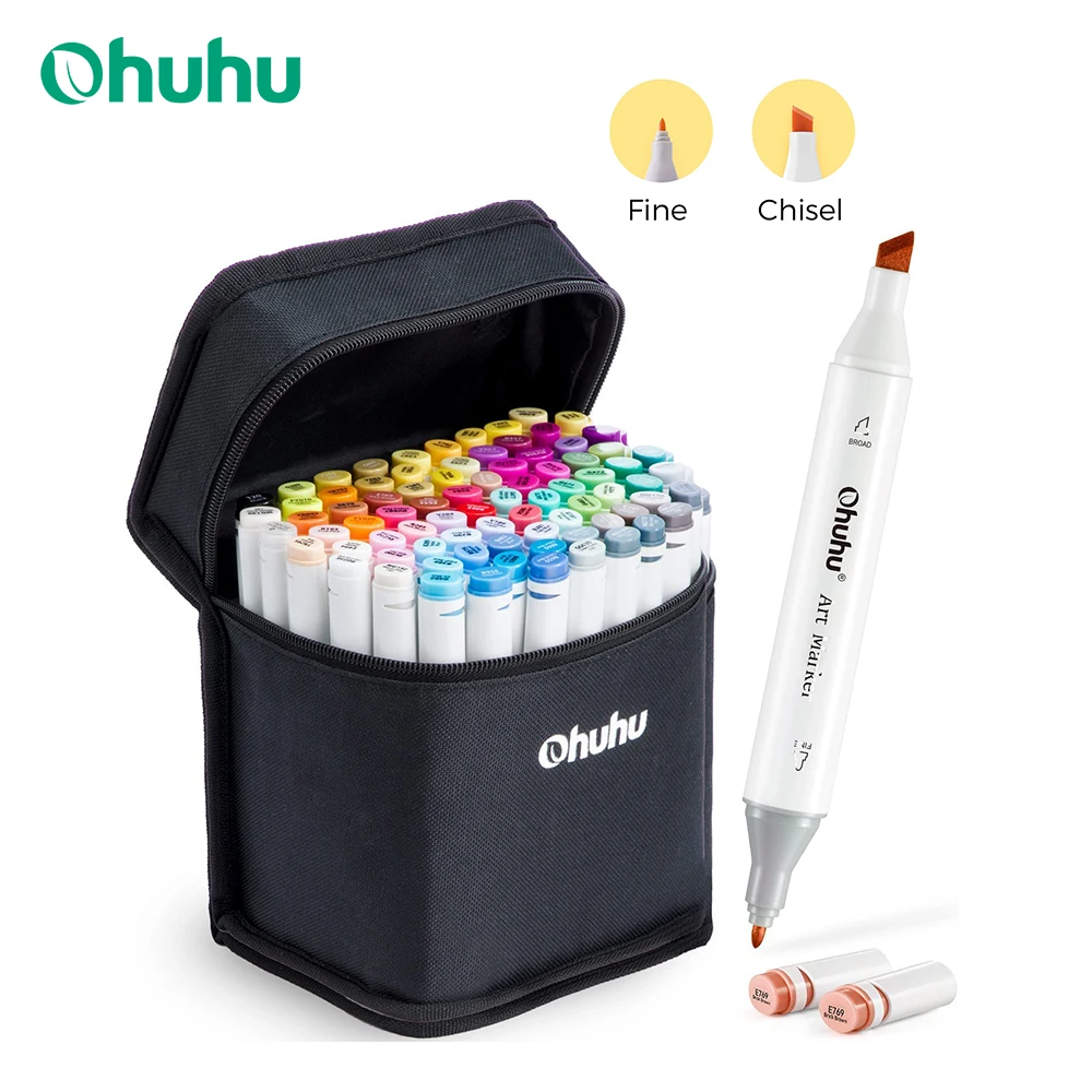 Ohuhu Oahu Marker Pen Alcohol Art Markers Color Marker Set Dual Tips Felt Pen Sketching Drawing Graffiti Manga School Supplies