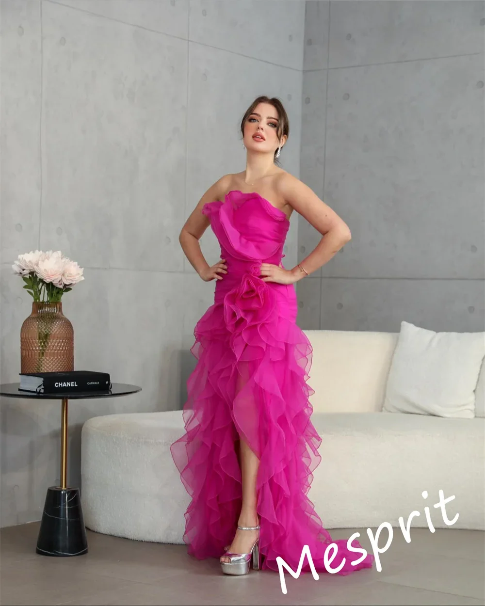 CustomizedElegant Strapless Sheath Sweep/Brush Quinceanera Dress Layered Organza Formal Occasion Gown Платье Свадебное С Рукавам