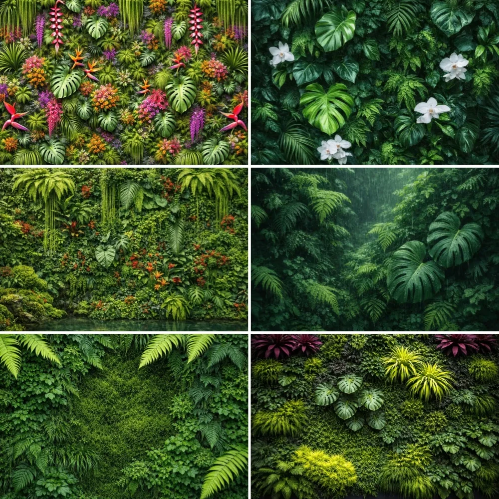Tropical Jungle Turtle Backed Bamboo Photography Backdrop Green Plant Jungle Background Greenery Photo Studio Banner Supplies