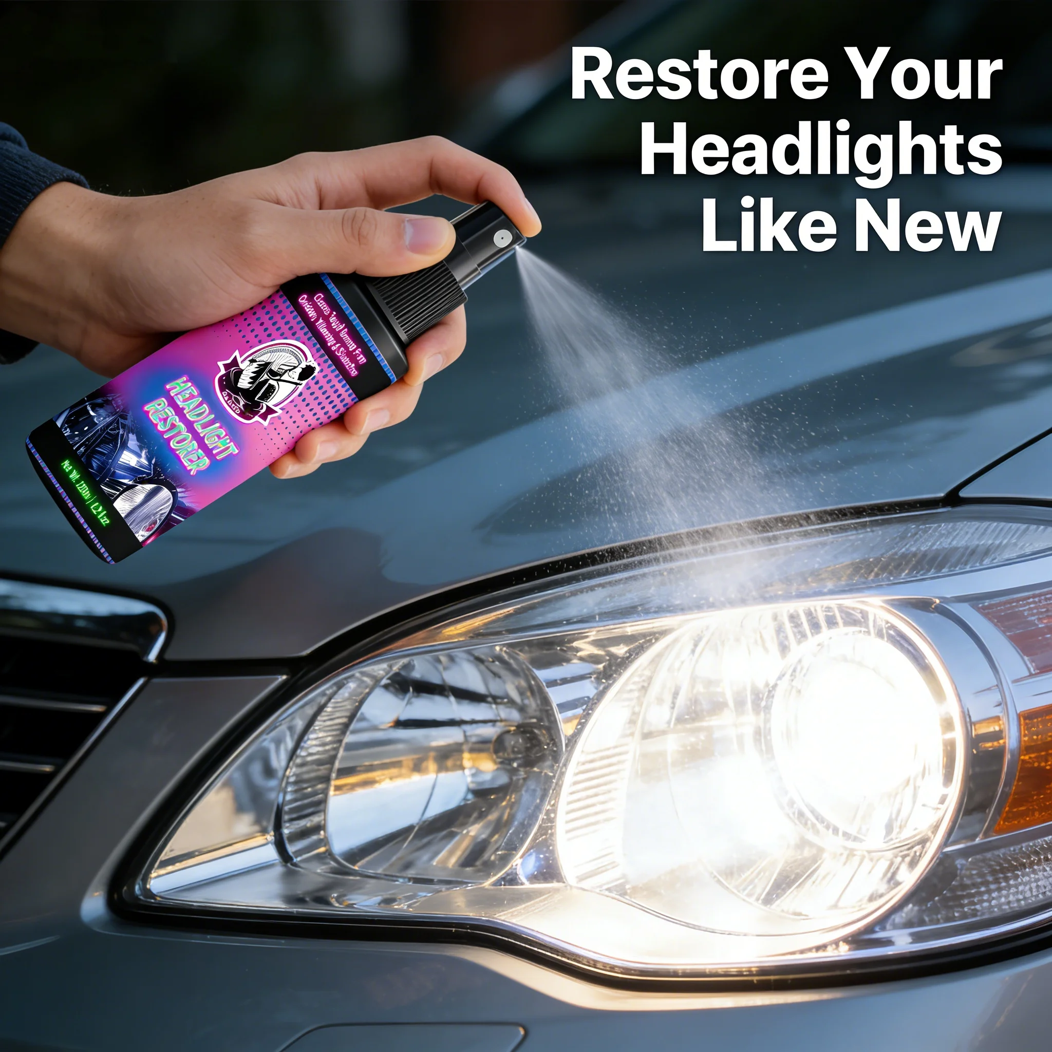 Auto Headlight Restorer, Fast Repair Cloudy Faded Car Lampshade, Long-Lasting Anti-Aging Light Coating Agent