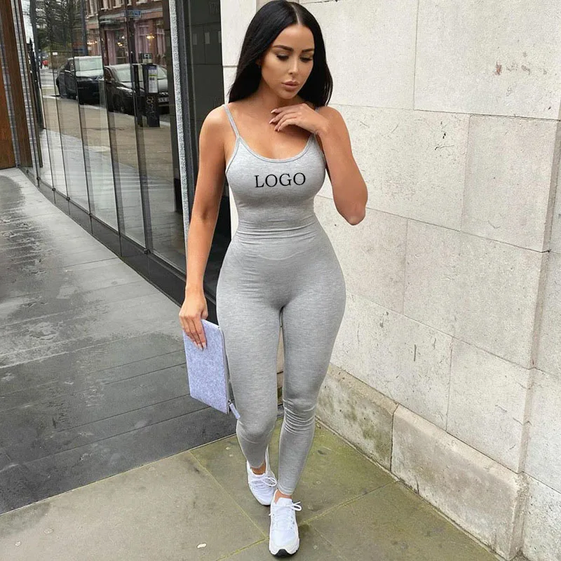 Customized LOGO Women's 2023 New Popular Knitted Tight Strap Long jumpsuit Sexy and Temperament Women's jumpsuit