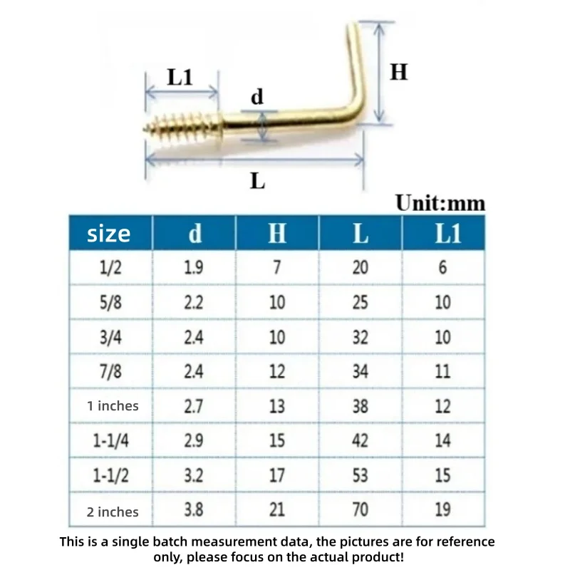 Screw in Hooks, Self Tapping Screw Metal L Shaped Picture Photo Frame Hooks for Indoor Outdoor Hanging Mug Cup Plants Lights