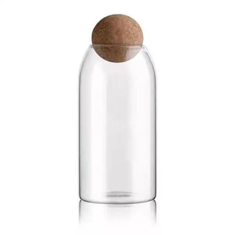 A98E-Clear Glass Bottles, Glass Food Storage Containers With Airtight Round Cork, For Candy, Nut, Spice, Coffee Bean,9 X 20Cm Du