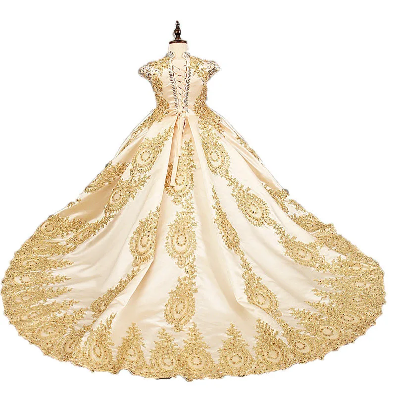 

Luxury Flower Girl Dresses For Wedding Sequins Beaded Sleeveless Girl Kids Birthday Party First Holy Communion Gowns Customized