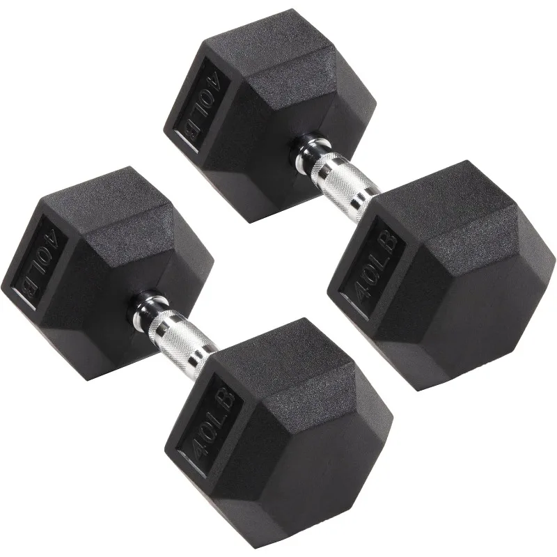 

Signature Fitness Premium Rubber Encased Hex Dumbbell, 40 lbs Pair