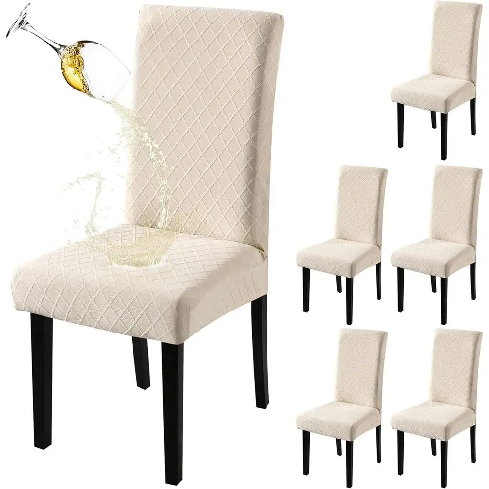 

Водонепроницаемые чехлы на обеденные стулья, эластичные чехлы на кухонные стулья, моющиеся чехлы на сиденья для столовой, кухни, банкетов (6 упаковок