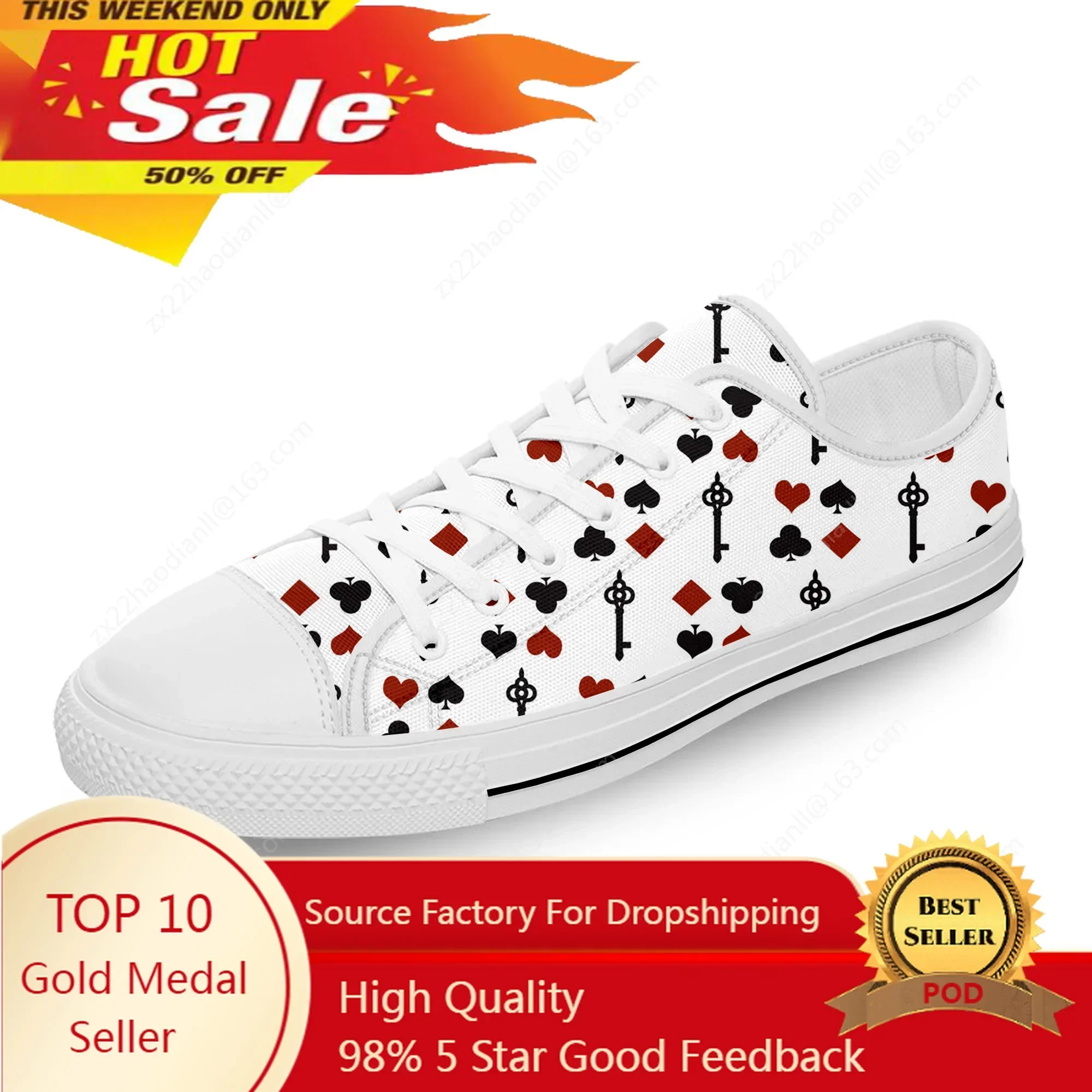 Playing Card Poker Low Top Sneaker Men Women Teenager Canvas High Quality Sneaker Casual Custom Made Shoes Customize DIY Shoe