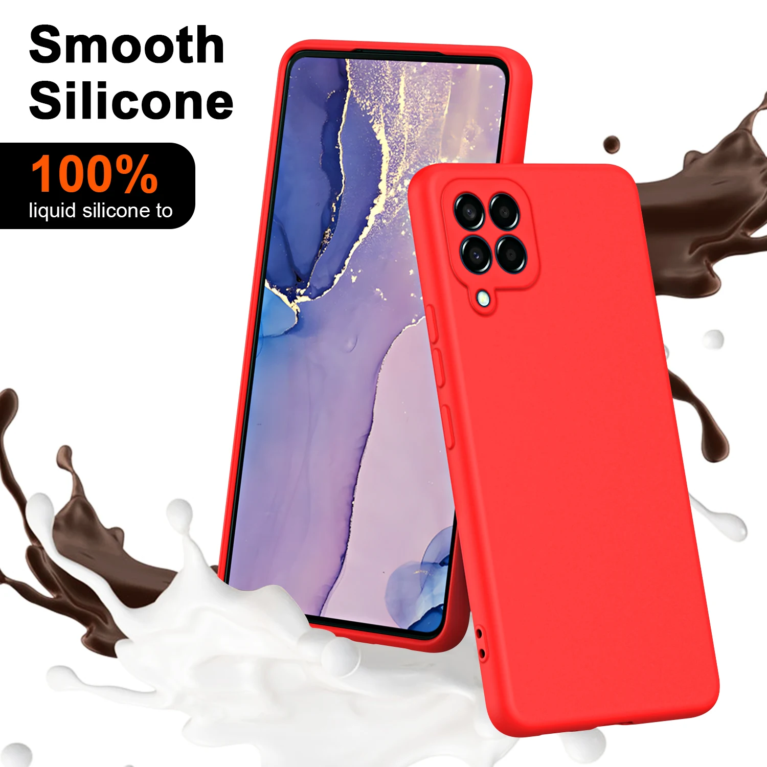 Luxus Original Telefon Fall für Samsung A12 M12 F12 Flüssigkeit Silikon Fundas Für Galaxy A12 4G 5G Kamera Schutzhülle fall – Detail 1