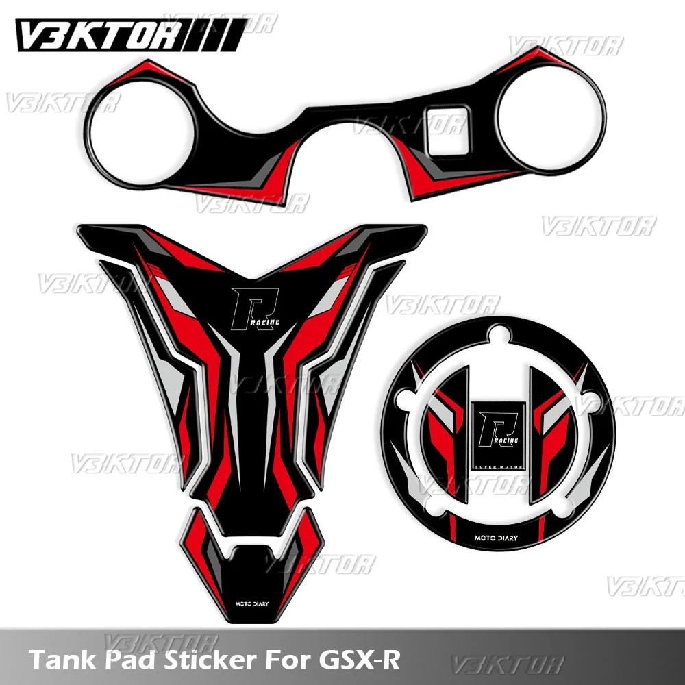 3D Brandstoftank Pad Sticker Olie Gas Cap Decal Vork Triple Tree Bovenste Klem Accessoires Voor GSXR GSX-R 600 750 1000 K6 K7 K8 K9